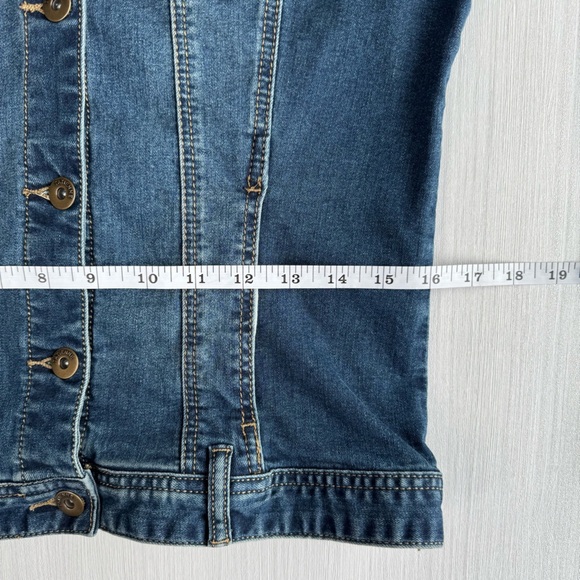 VTG TATIENNE Embroidered Rhinestone Jean Jacket S Medium Wash Trucker Stretch - Picture 10 of 14